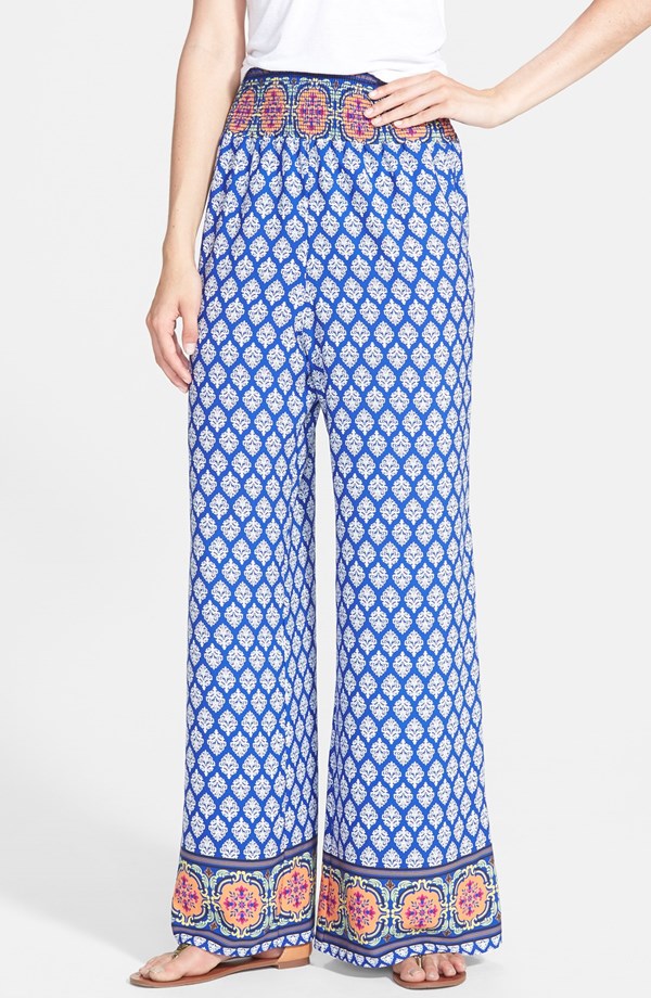 Smocked Waist Print Palazzo Pants